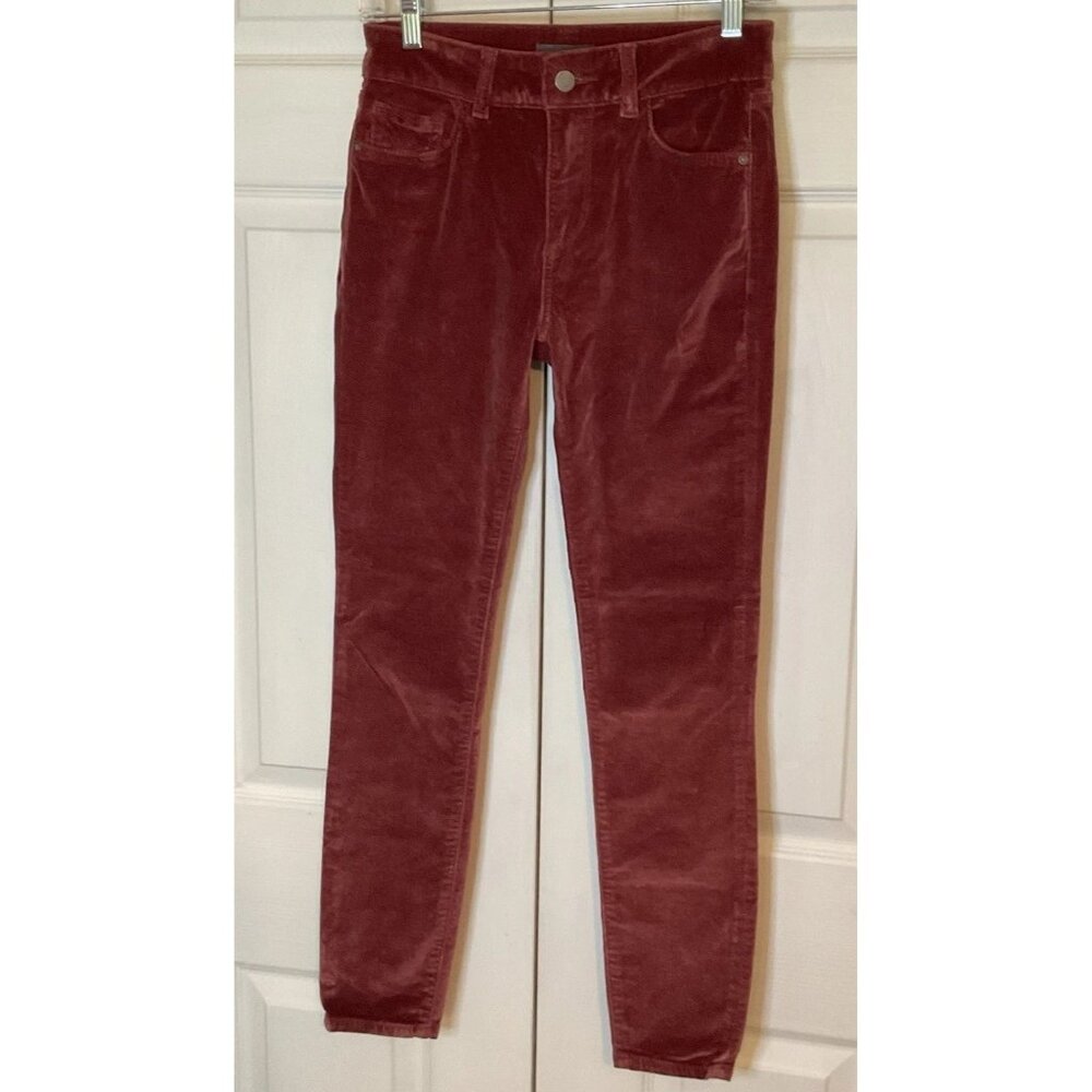 DL1961 Margaux Instasculpt Dusty Rose Crushed Velvet Ankle Pants Size 25 Stretch